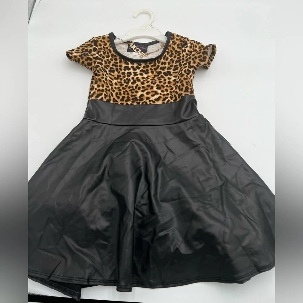 Kids Can't Miss Leopard Print Top With Black Skirt Toddler Dress